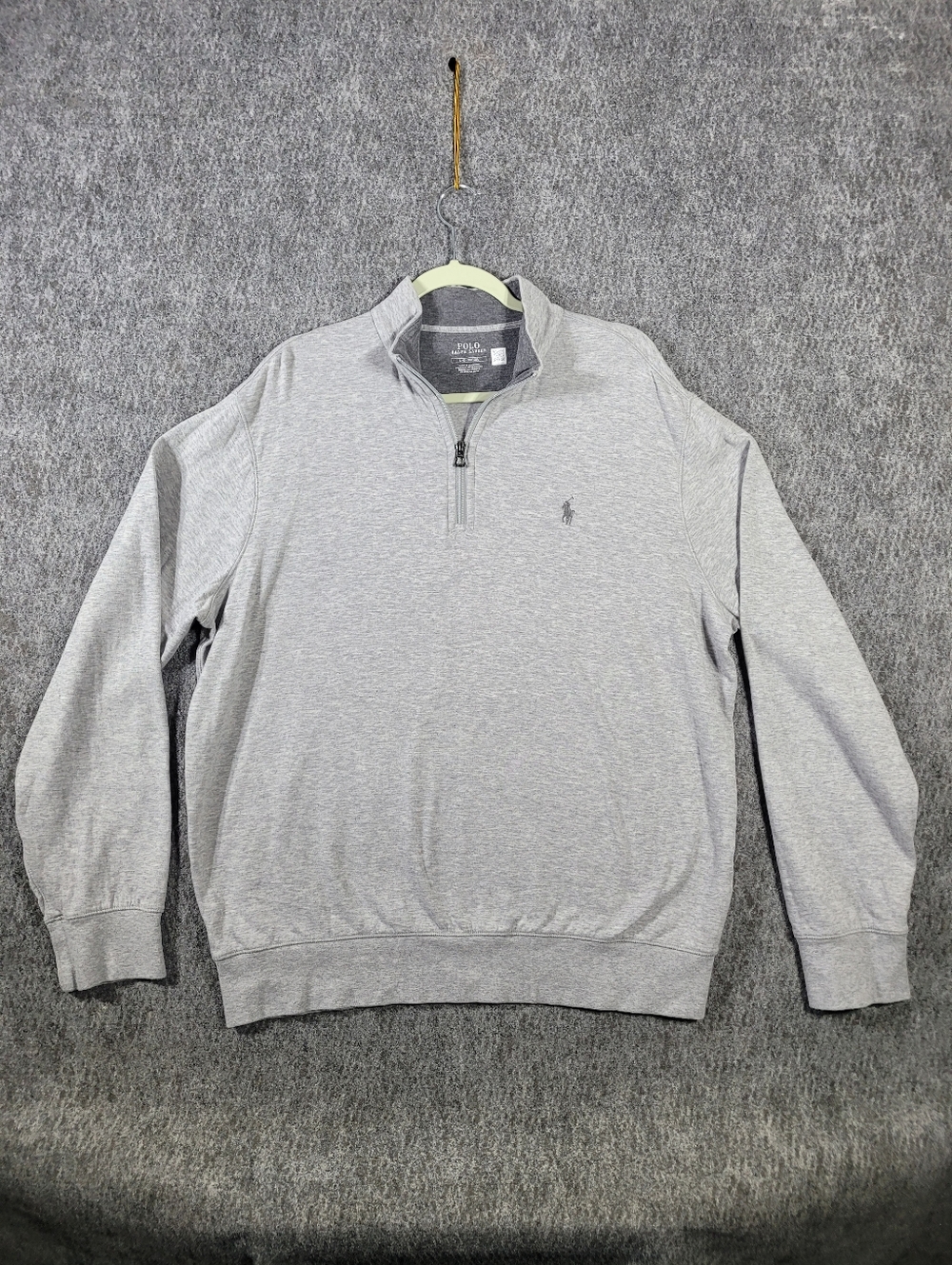 Polo Ralph Lauren Mens Size L Heather Grey 1/4 Zip Pullover Sweatshirt Pony L